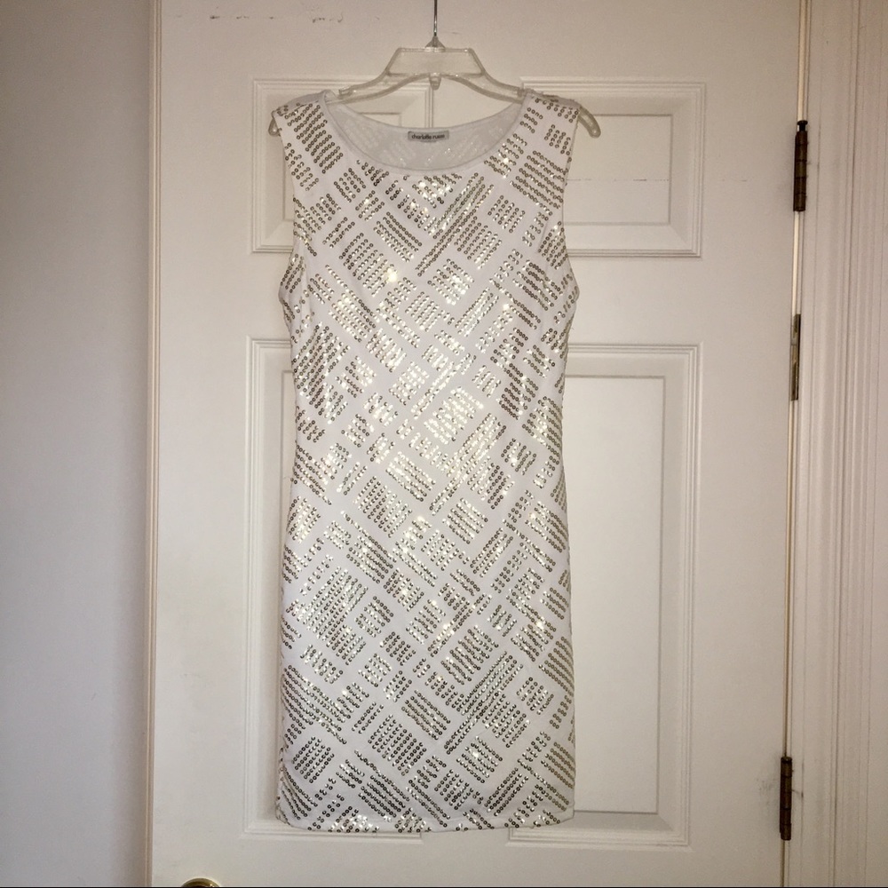 White Sequin Mini Dress